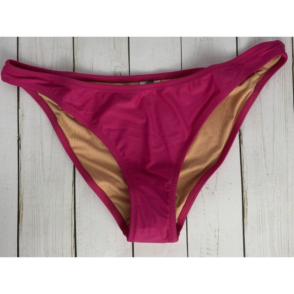 NEW J. Crew Curved-waist cheeky bikini swim bottom Ladies Sz L fuchsia 1450/1/2‎